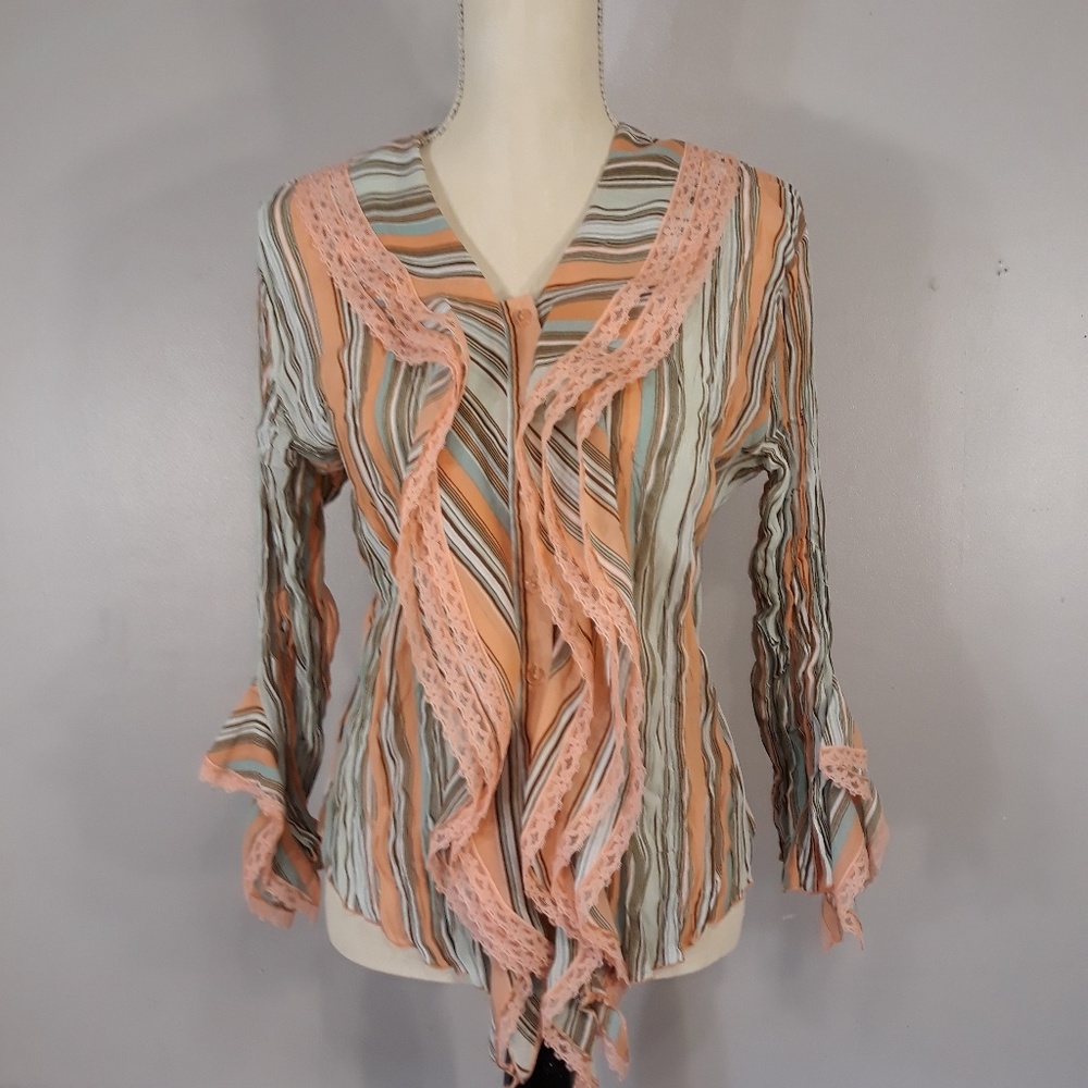 PIANO SHEER LONG SLEEVE SHIRT - Jr Size Large